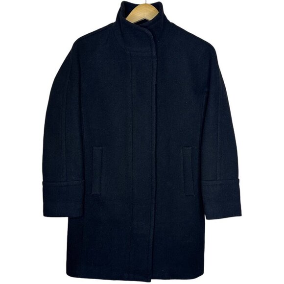 J. Crew Womens Wool Stadium Cloth Cocoon Coat Size 0 Black Capsule Minimalist - Picture 2 of 8